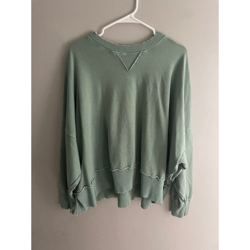 American Eagle Seriously Lived-In Oversized Sweatshirt Sage Green Large - Picture 2 of 9